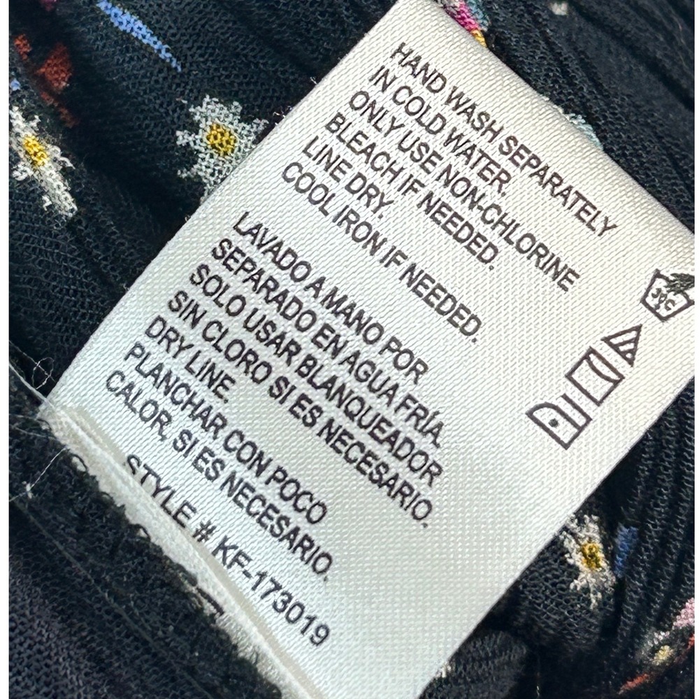 I The Wild Women's L Floral Palazzo Pants Wide Leg Boho Black Multicolor Rayon - Picture 4 of 4